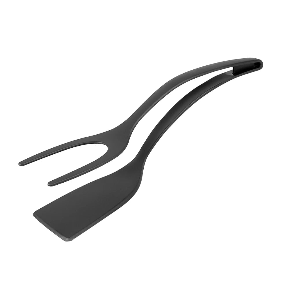 2-in-1 Nylon Grip Flip Tongs & Egg Spatula – Multi-Function Steak, Pancake, and Fried Food Turner with Clamp Design