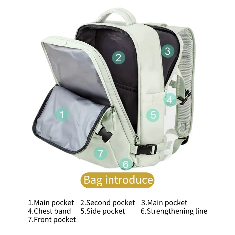 Travel Backpack – Large Capacity, Multi-Functional, Lightweight, Waterproof Luggage with Notebook Compartment