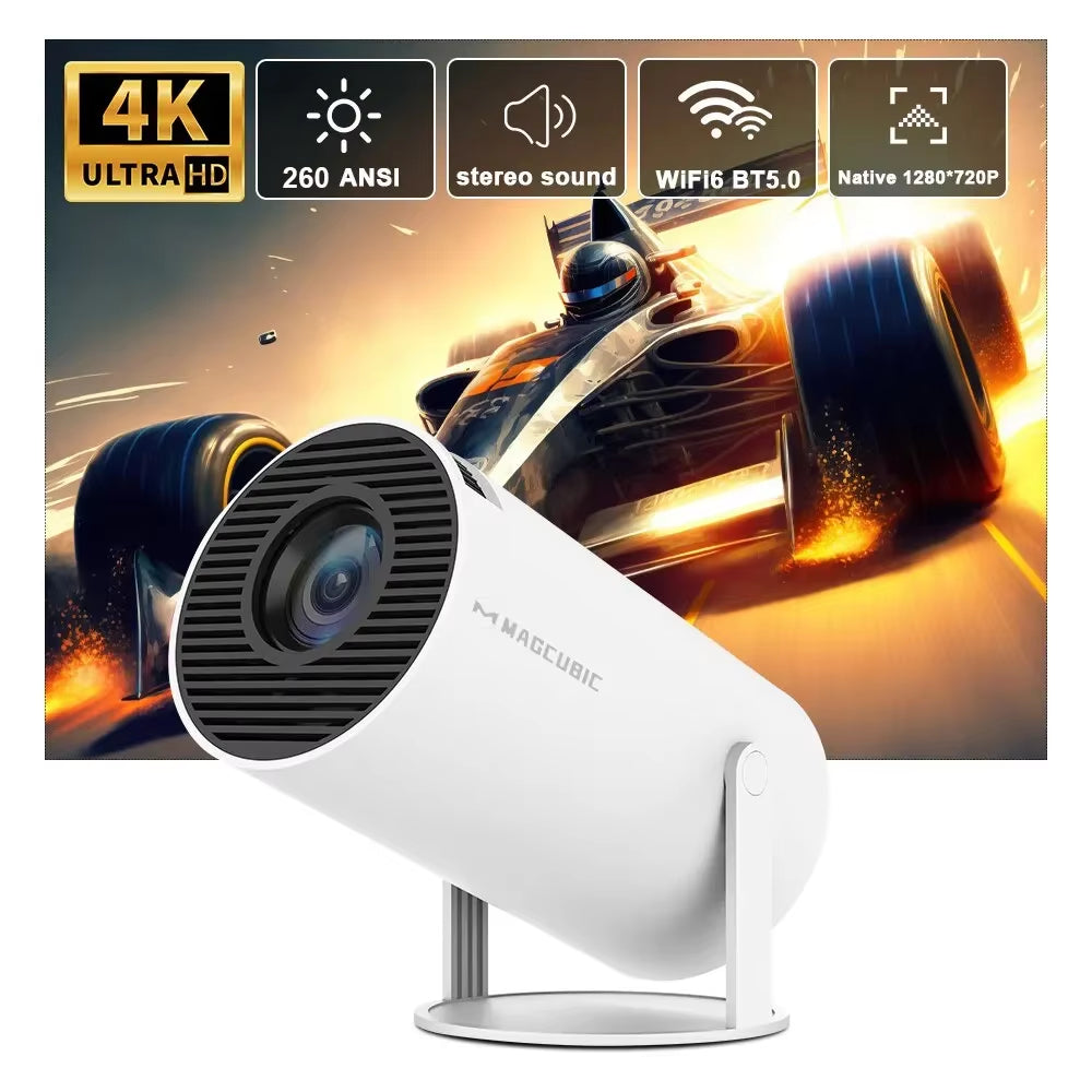 Projector HY300 Pro 4K Support | Android 11 | Dual Wi-Fi 6 | 260 ANSI Lumens | Allwinner H713 | Bluetooth 5.0 | 1080P & 1280x720P Resolution | Home & Outdoor Cinema