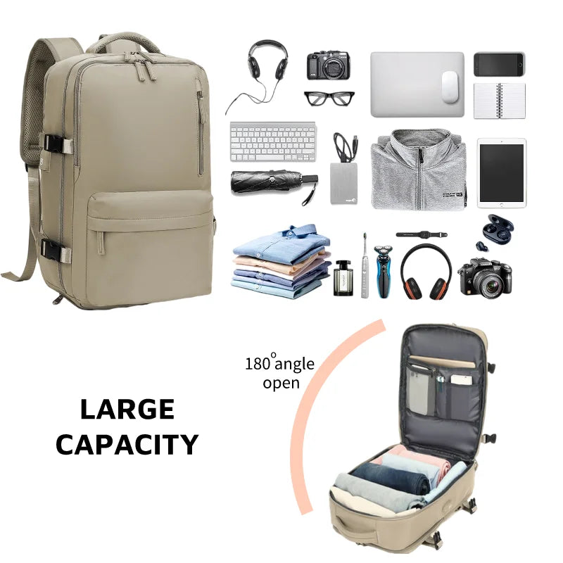 Travel Backpack – Large Capacity, Multi-Functional, Lightweight, Waterproof Luggage with Notebook Compartment