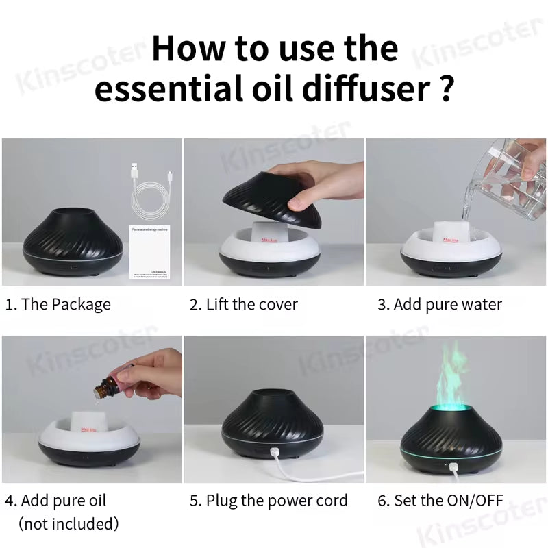 Volcanic Aroma Diffuser & Essential Oil Lamp (130ml) – USB-Powered Portable Air Humidifier with Many Colors