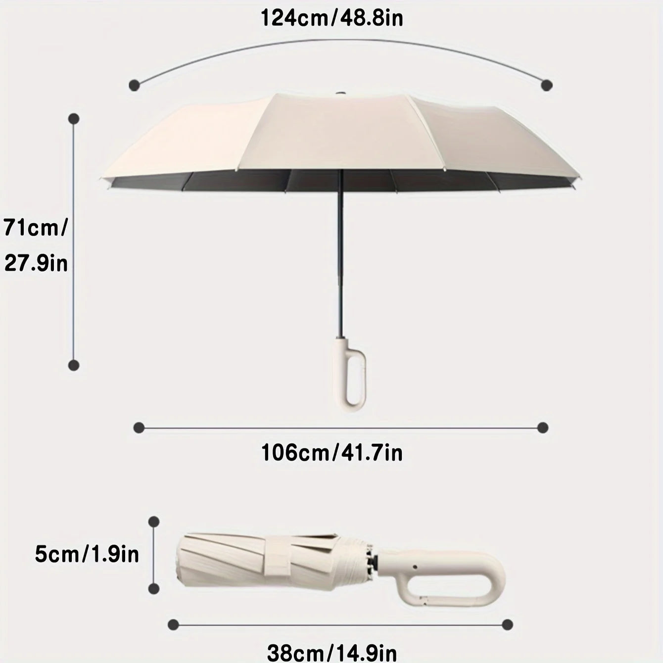 30-Bone Windproof 105CM Reinforced Automatic Folding Umbrella for All with Large Buckle Handle, Wind and Water-Resistant Design