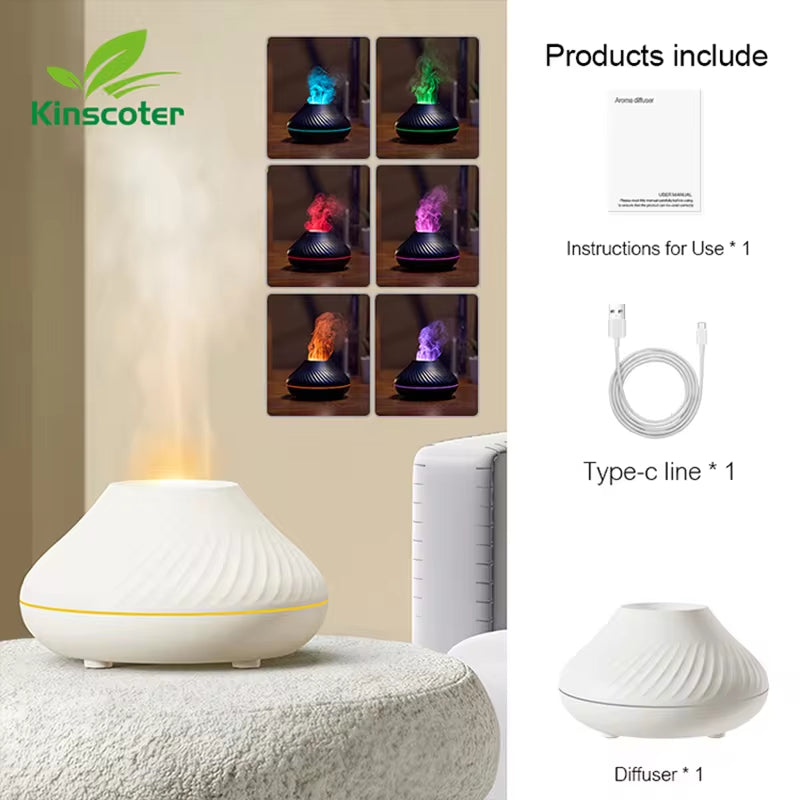 Volcanic Aroma Diffuser & Essential Oil Lamp (130ml) – USB-Powered Portable Air Humidifier with Many Colors